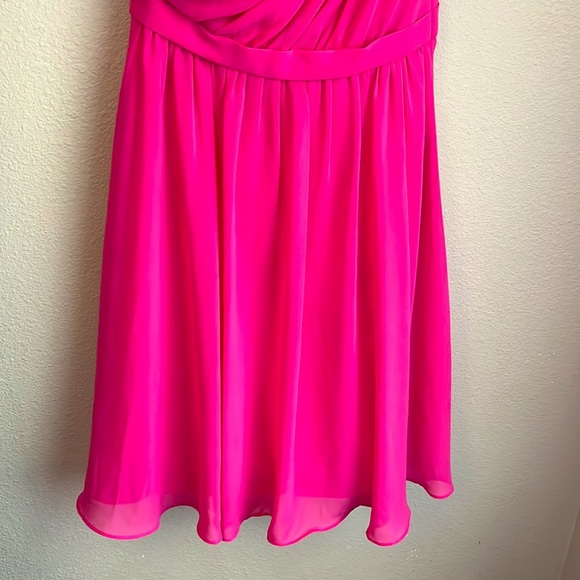 Bright pink one shoulder bridesmaid dress Alfred Angelo size 0 - Picture 3 of 7